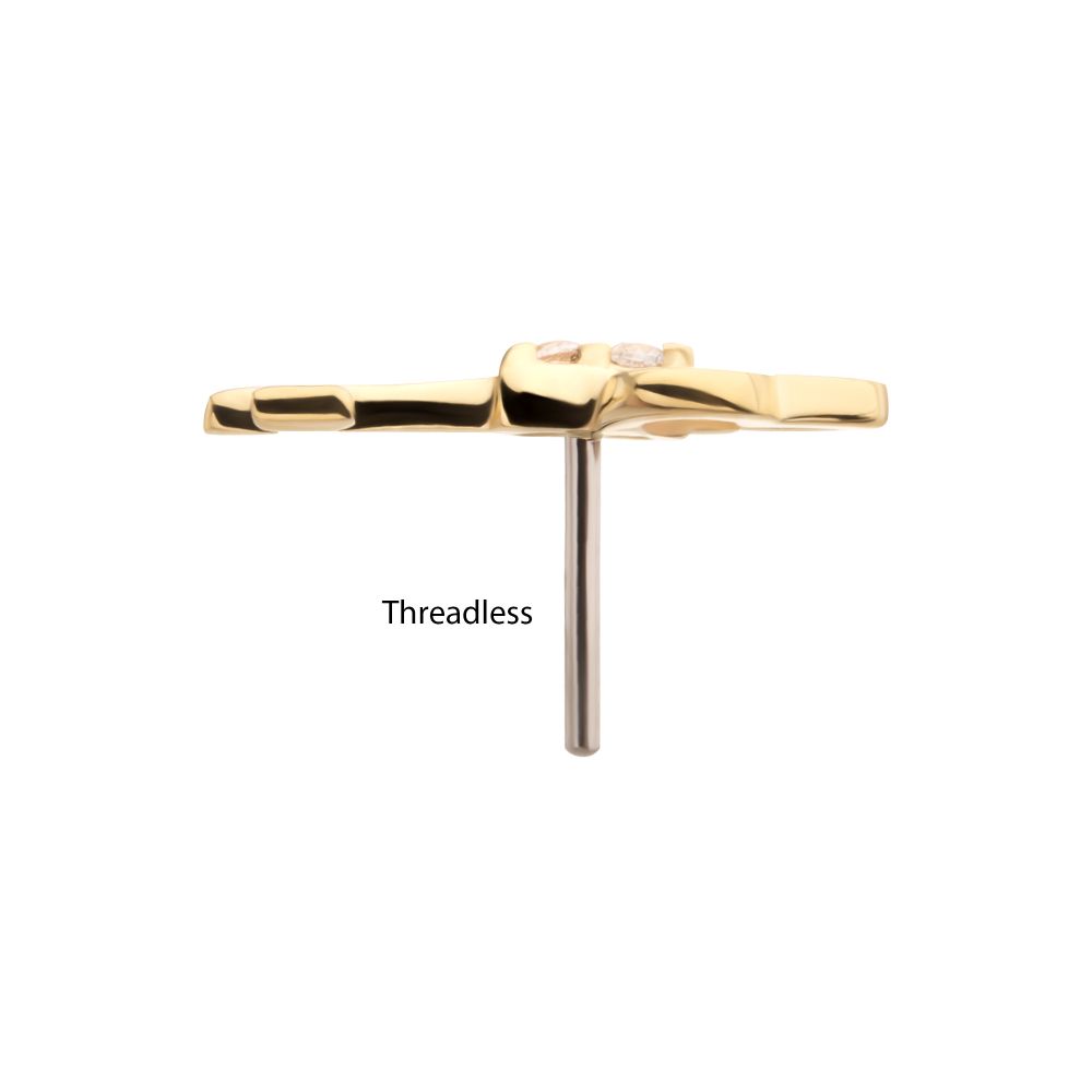 14Kt Yellow Gold Threadless Precision-shaped Key Top with Prong Set CZ Gem