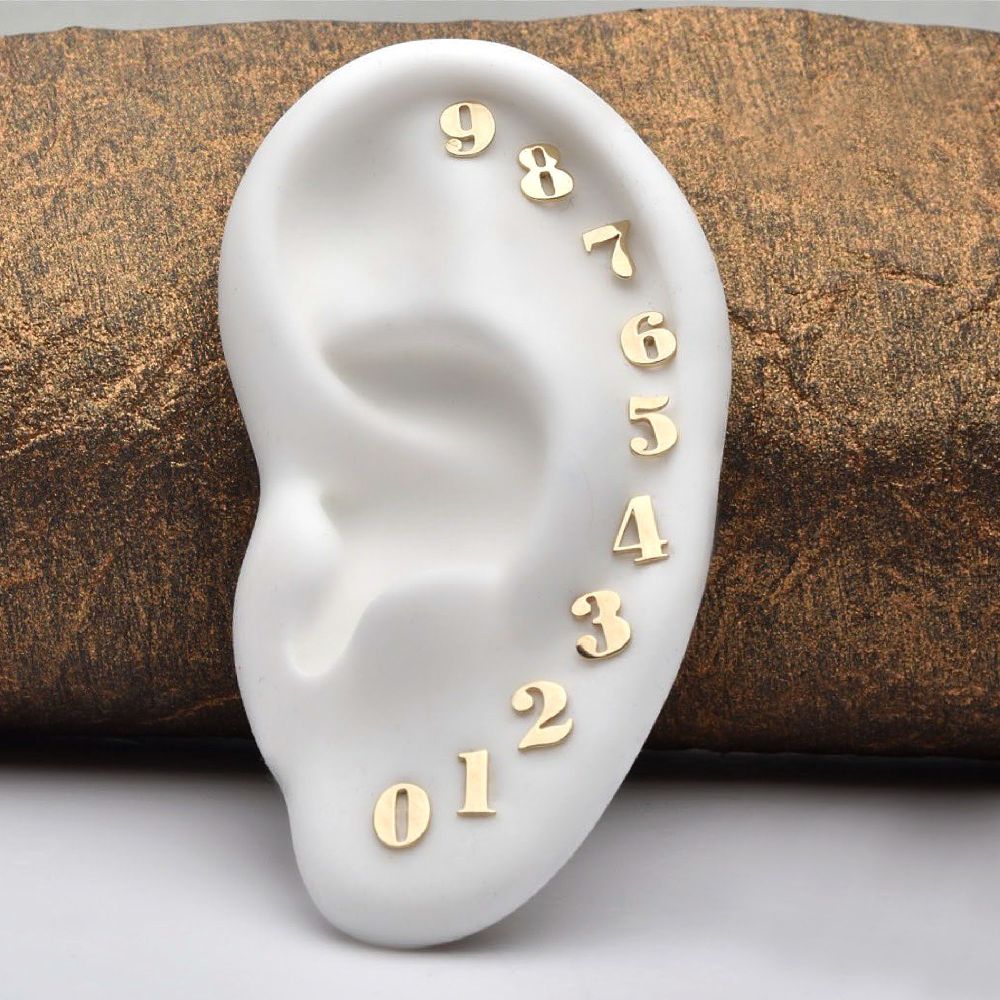 14Kt Yellow Gold Threadless Number Tops