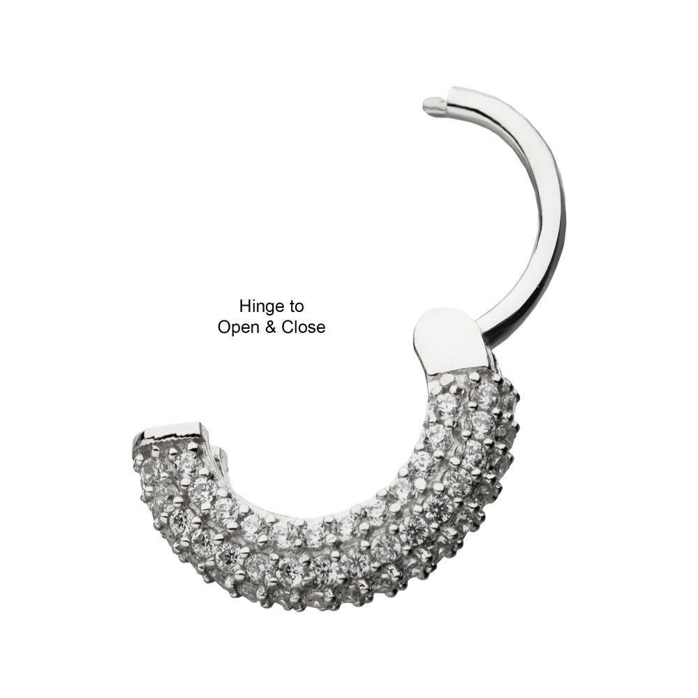 14Kt Gold Multi-Clear Gem Hinged Segment Clicker