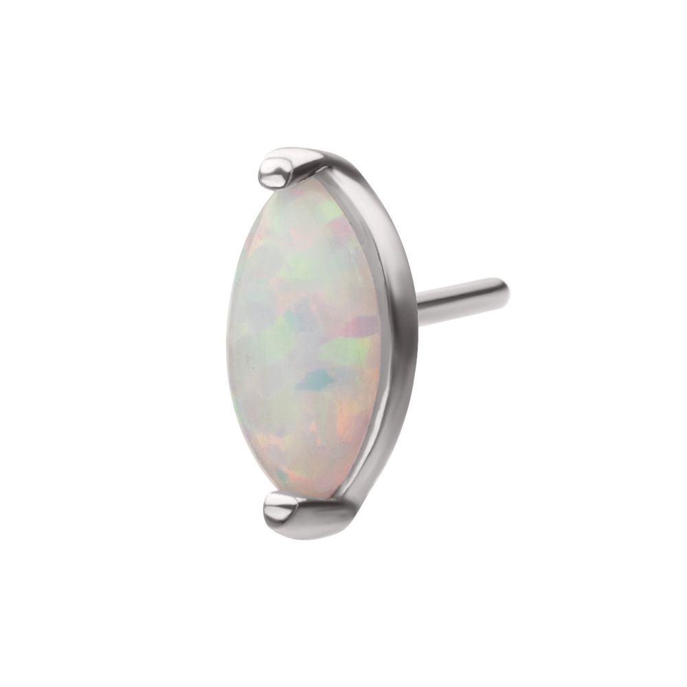 14Kt White Gold Threadless Prong Set Marquise Opal Top