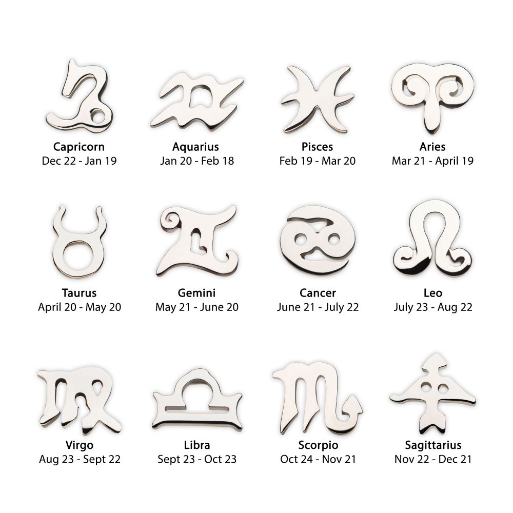 14Kt White Gold Threadless Zodiac Sign Tops