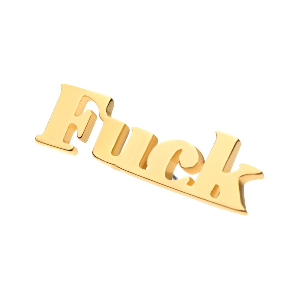 14Kt Yellow Gold Threadless "FUCK" Word Top