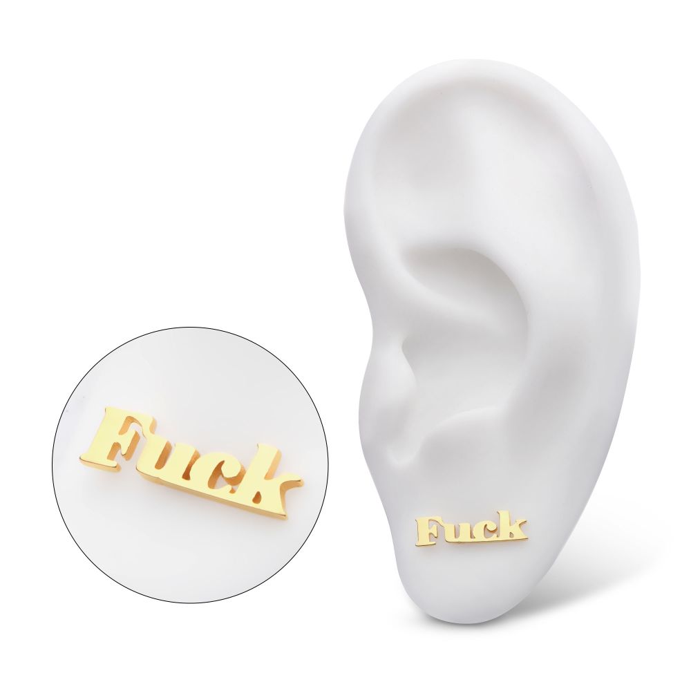 14Kt Yellow Gold Threadless "FUCK" Word Top