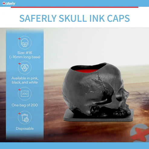 Saferly Skull ECO Ink Caps — Size #16 (Large) — Bag of 200