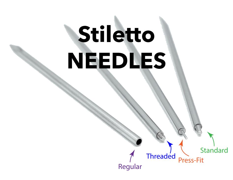 Stiletto 12G Body Piercing Needles Sterile