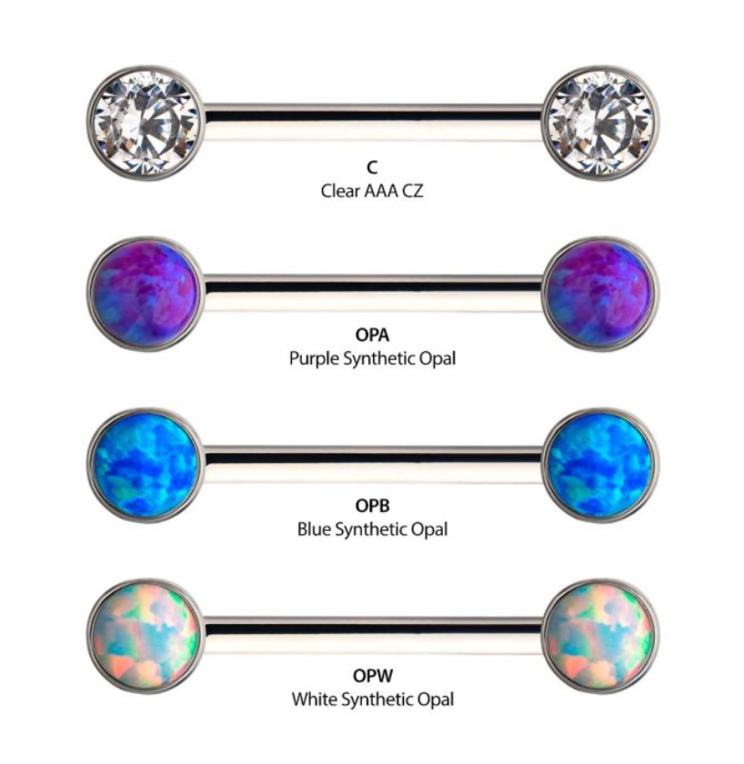 Titanium Nipple Barbell 1Side Fixed/1 Side Threadless