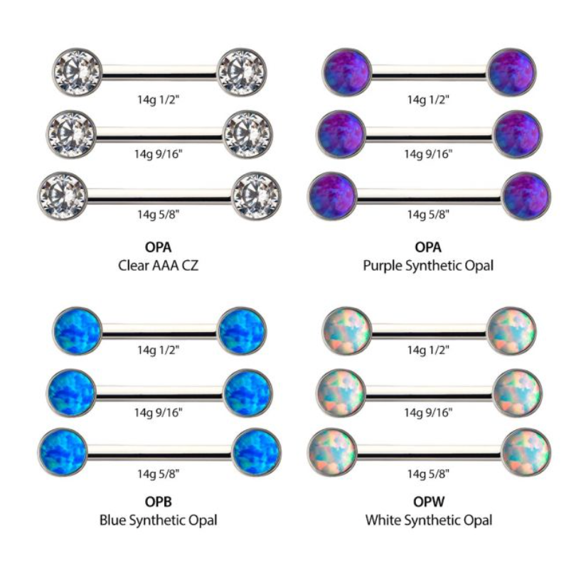 Titanium Nipple Barbell 1Side Fixed/1 Side Threadless