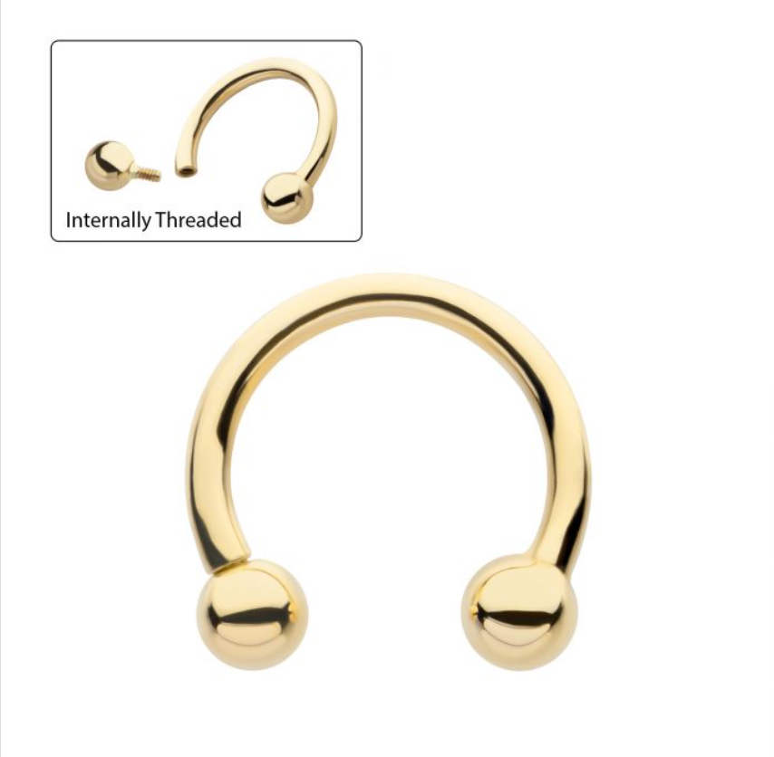 14Kt Yellow Gold Circular Barbell Body Jewelry