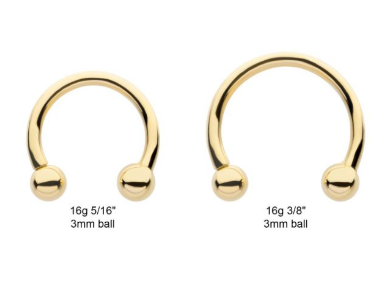 14Kt Yellow Gold Circular Barbell Body Jewelry
