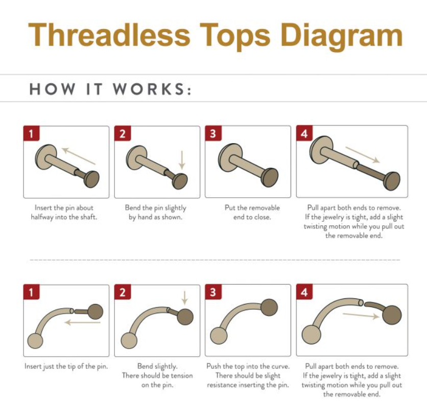 24Kt Gold PVD Titanium Threadless Crescent Moon CZ Top with Dangle Pronged Round