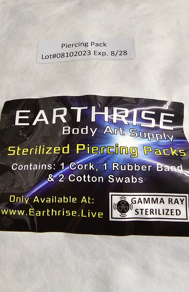 50 CT STERILIZED PIERCING PACK - Cork, Q-Tip & Rubber Band