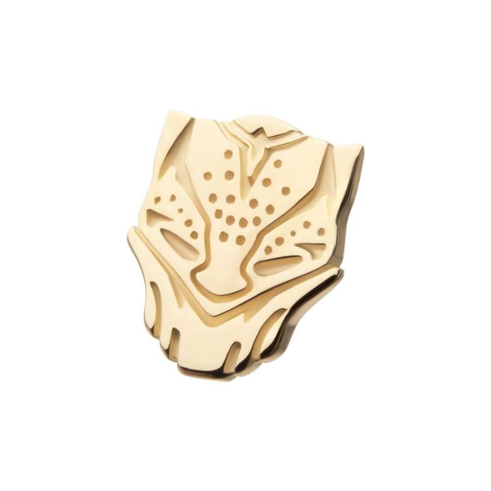 14Kt Yellow Gold Marvel Black Panther Logo Threadless Top