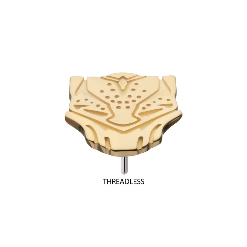 14Kt Yellow Gold Marvel Black Panther Logo Threadless Top
