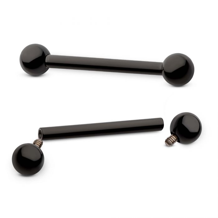 Black PVD Titanium Internally Threaded Barbell