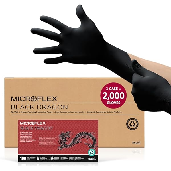 Black Dragon Black Latex Gloves