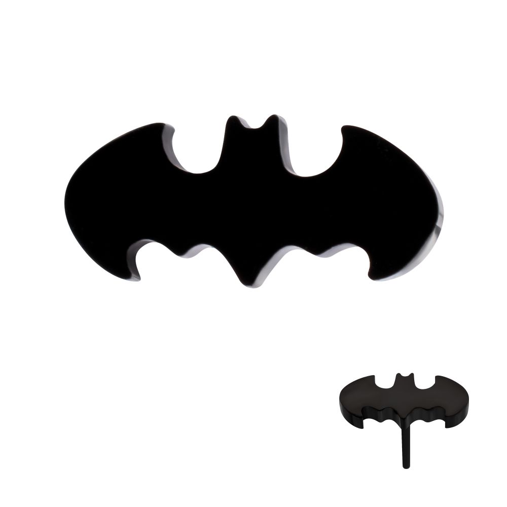 Black PVD Titanium Threadless DC Comics Batman Logo Top