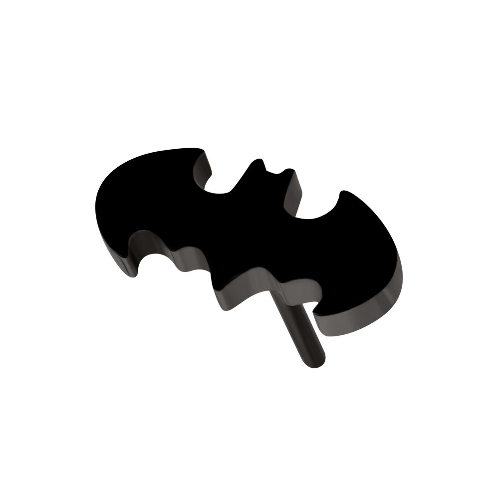 Black PVD Titanium Threadless DC Comics Batman Logo Top