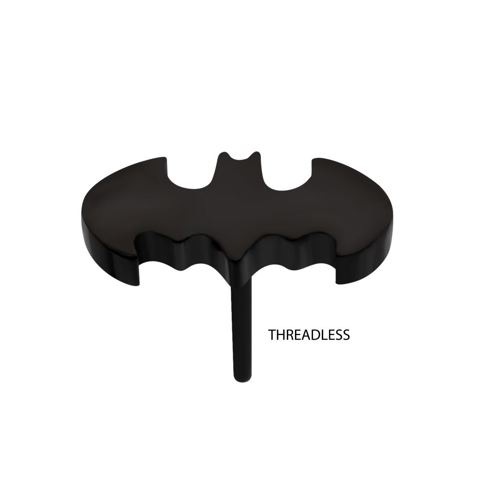 Black PVD Titanium Threadless DC Comics Batman Logo Top