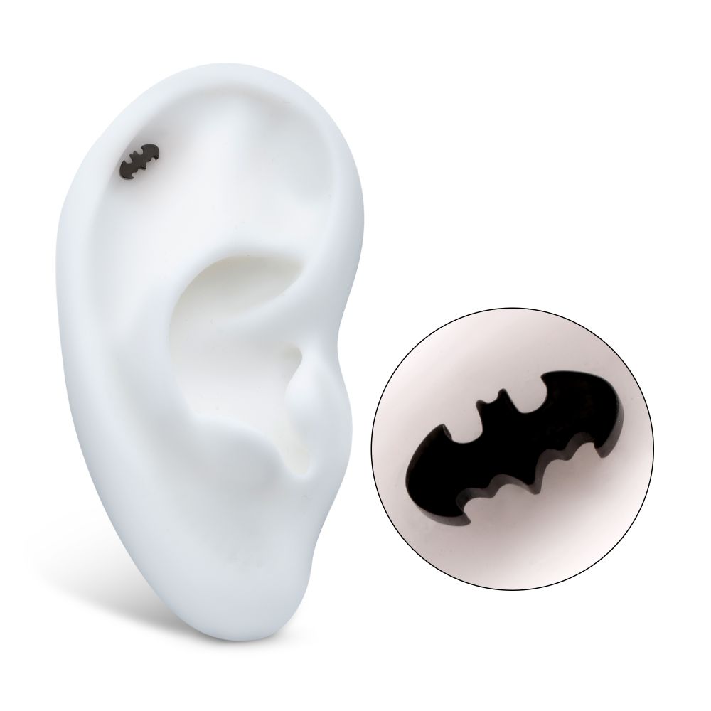 Black PVD Titanium Threadless DC Comics Batman Logo Top