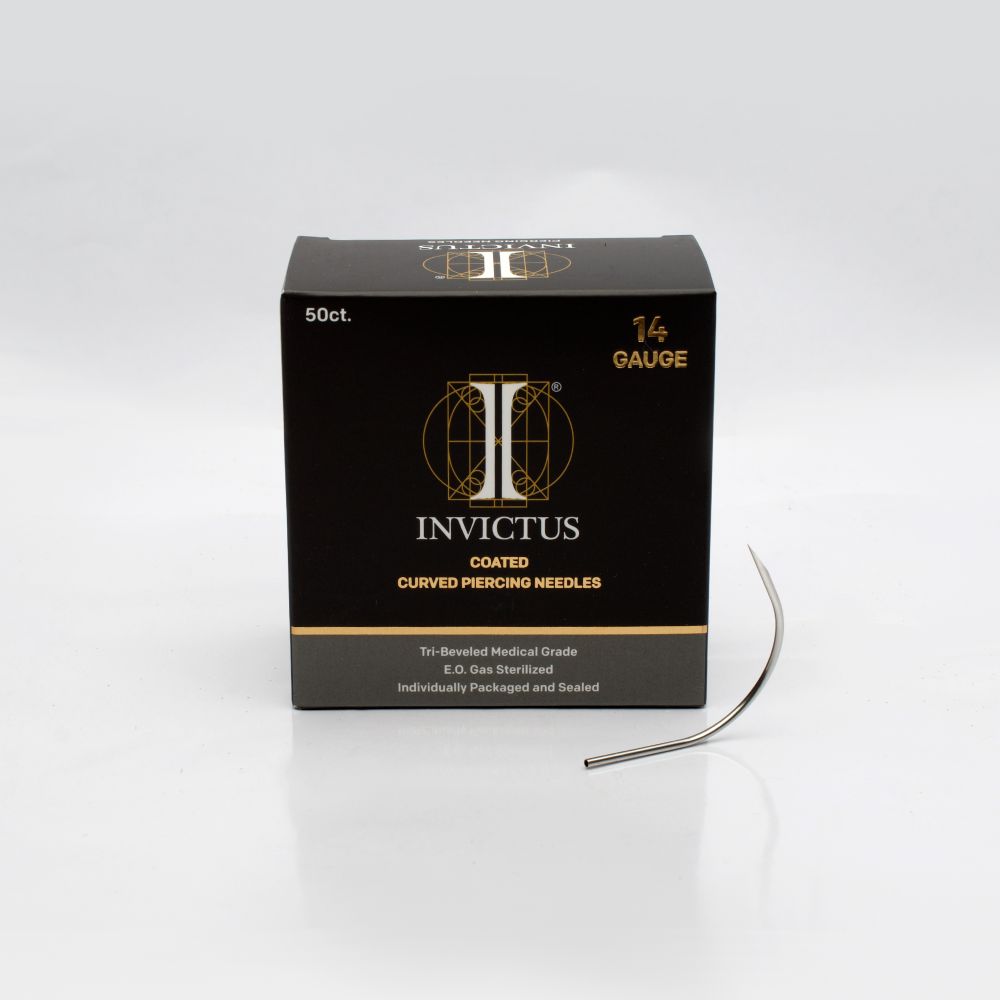 Tri-Beveled Ultra-Sharp Tips Biomedical-Grade Silicone Coated Piercing Curved Needles (50 needles per box)