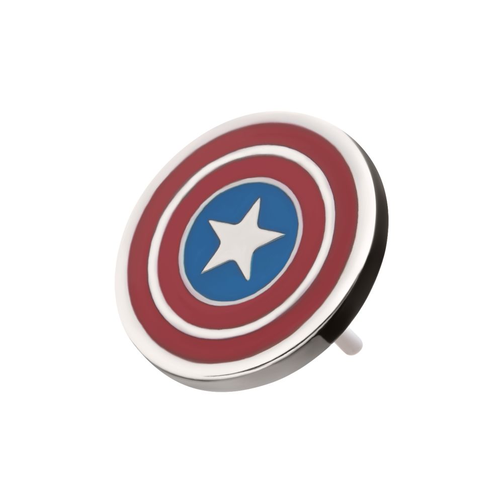 Titanium Threadless Enamel Marvel Captain America Shield Logo Top