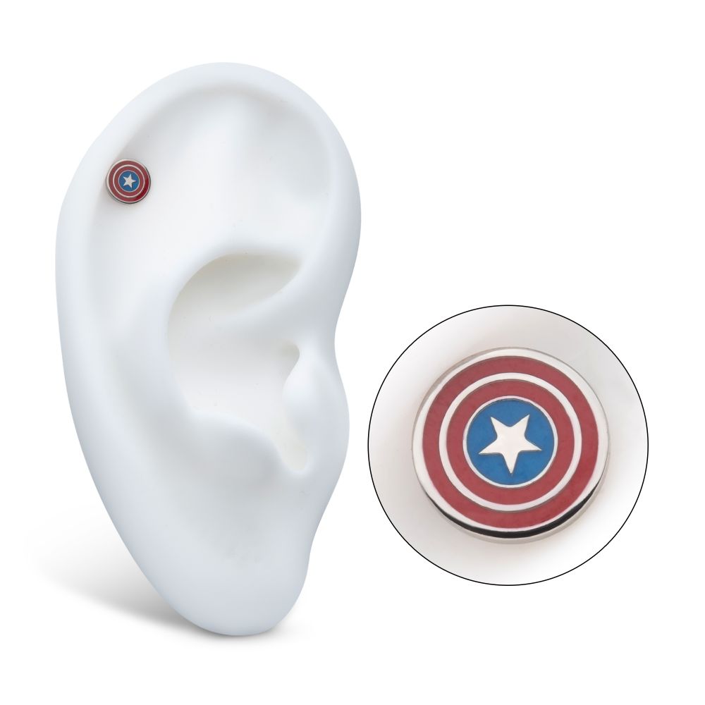 Titanium Threadless Enamel Marvel Captain America Shield Logo Top