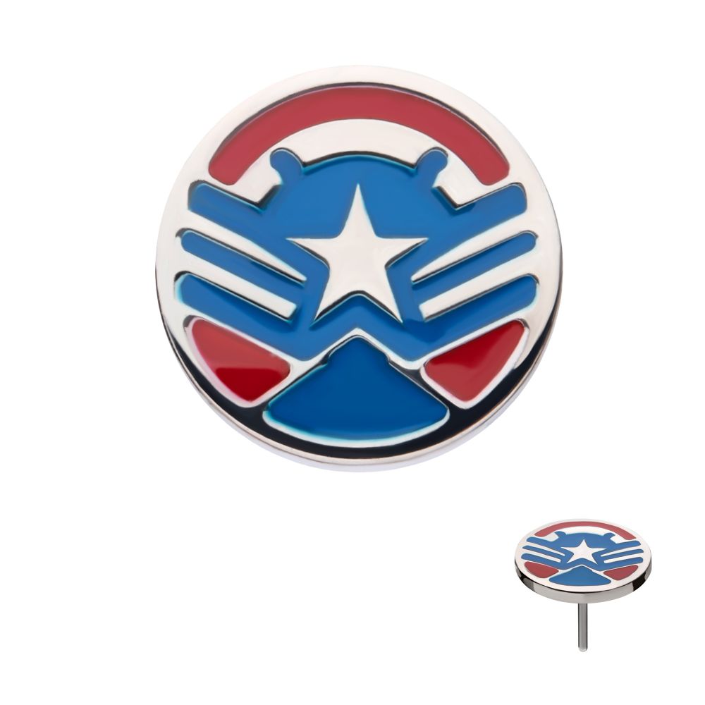 Titanium Threadless Enamel Marvel Captain America Sam Wilson Top