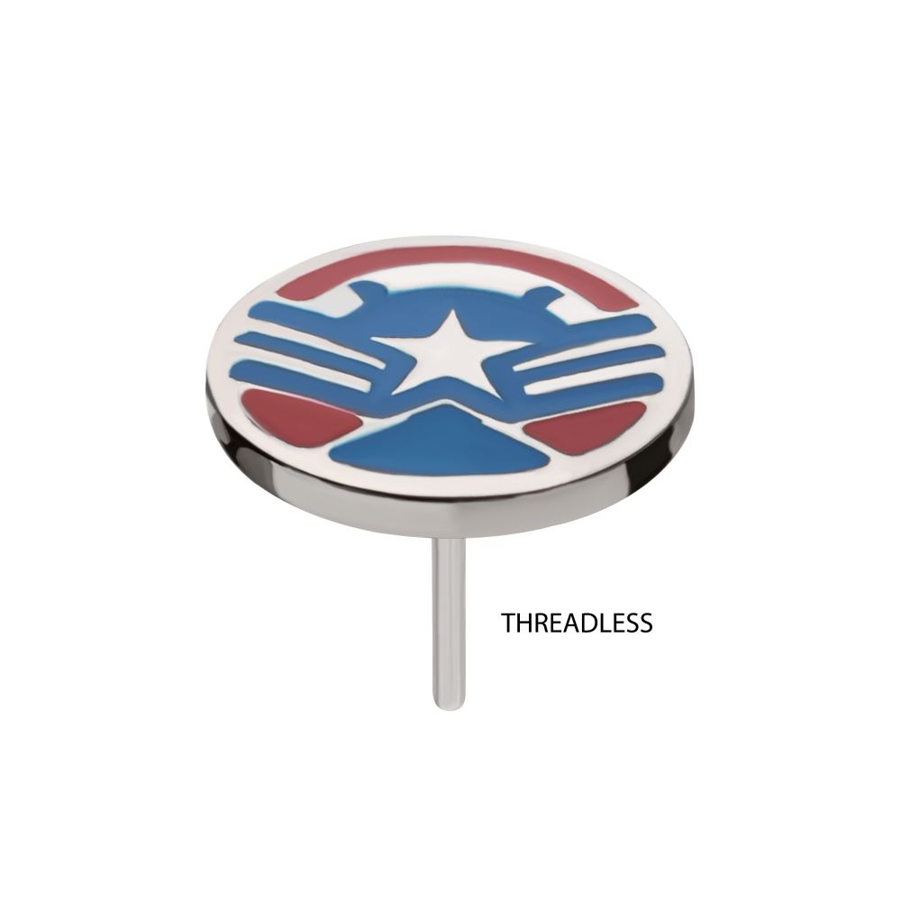 Titanium Threadless Enamel Marvel Captain America Sam Wilson Top