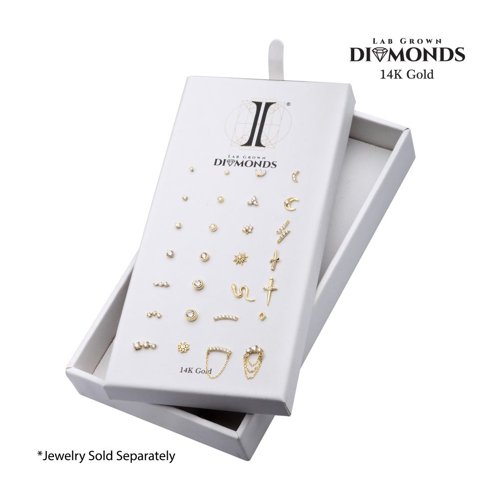 28 Hole White Leatherette Pad for 14Kt Gold Lab-Grown Diamond Tops