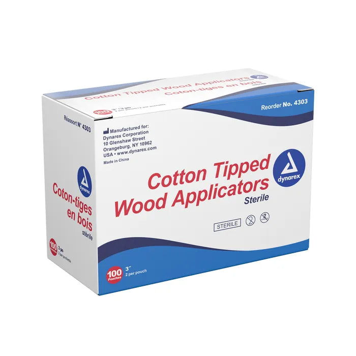 Cotton Tipped Wood Swab Q-Tip Sterile 3"