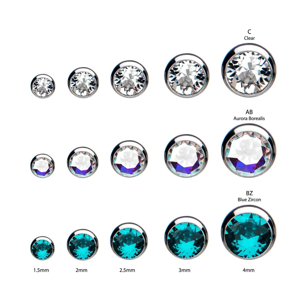 Titanium Threadless Swarovski Crystal Front Facing Top