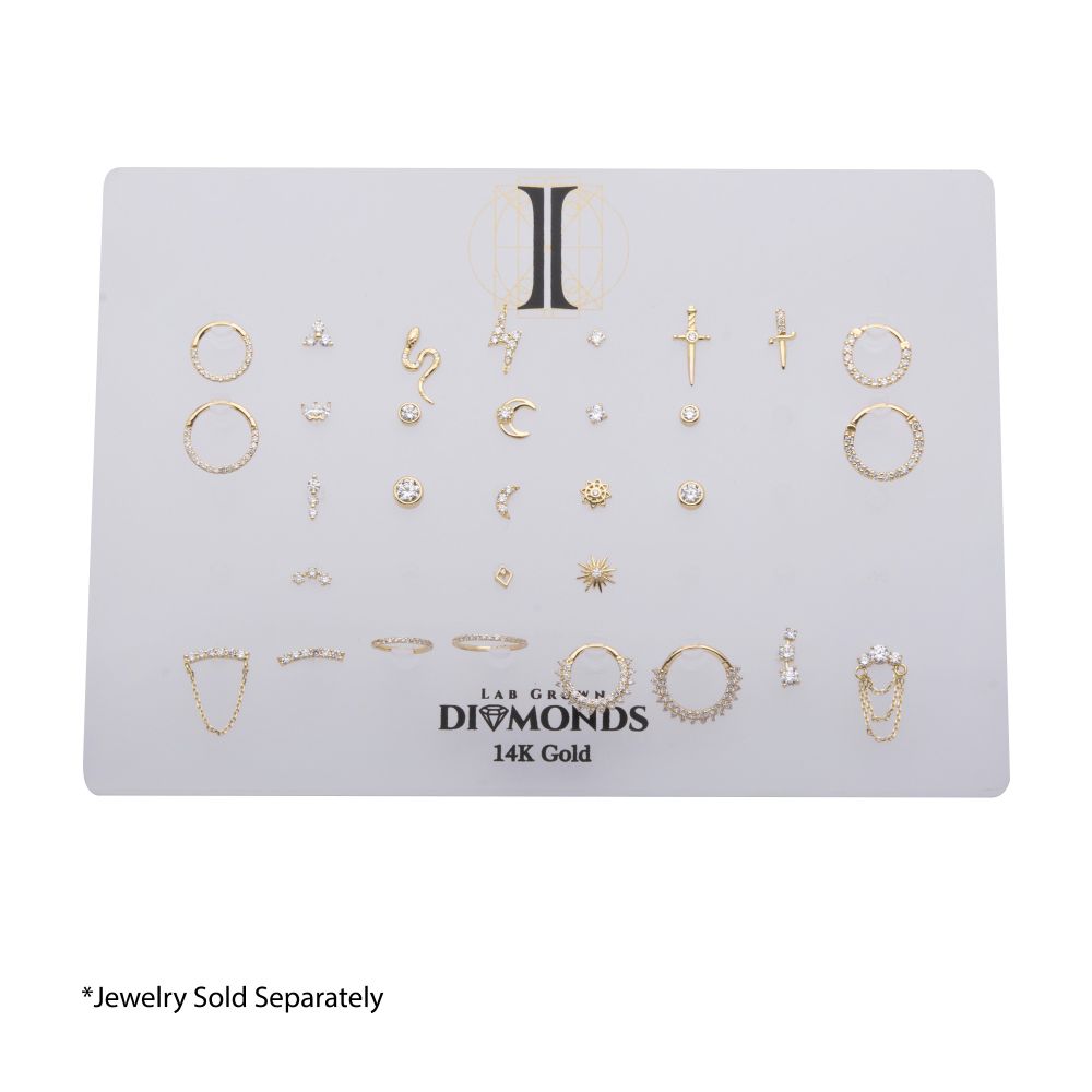 40 Hole Frosted Matte Finish Acrylic Landscape Display for 14Kt Gold Lab-Grown Diamonds