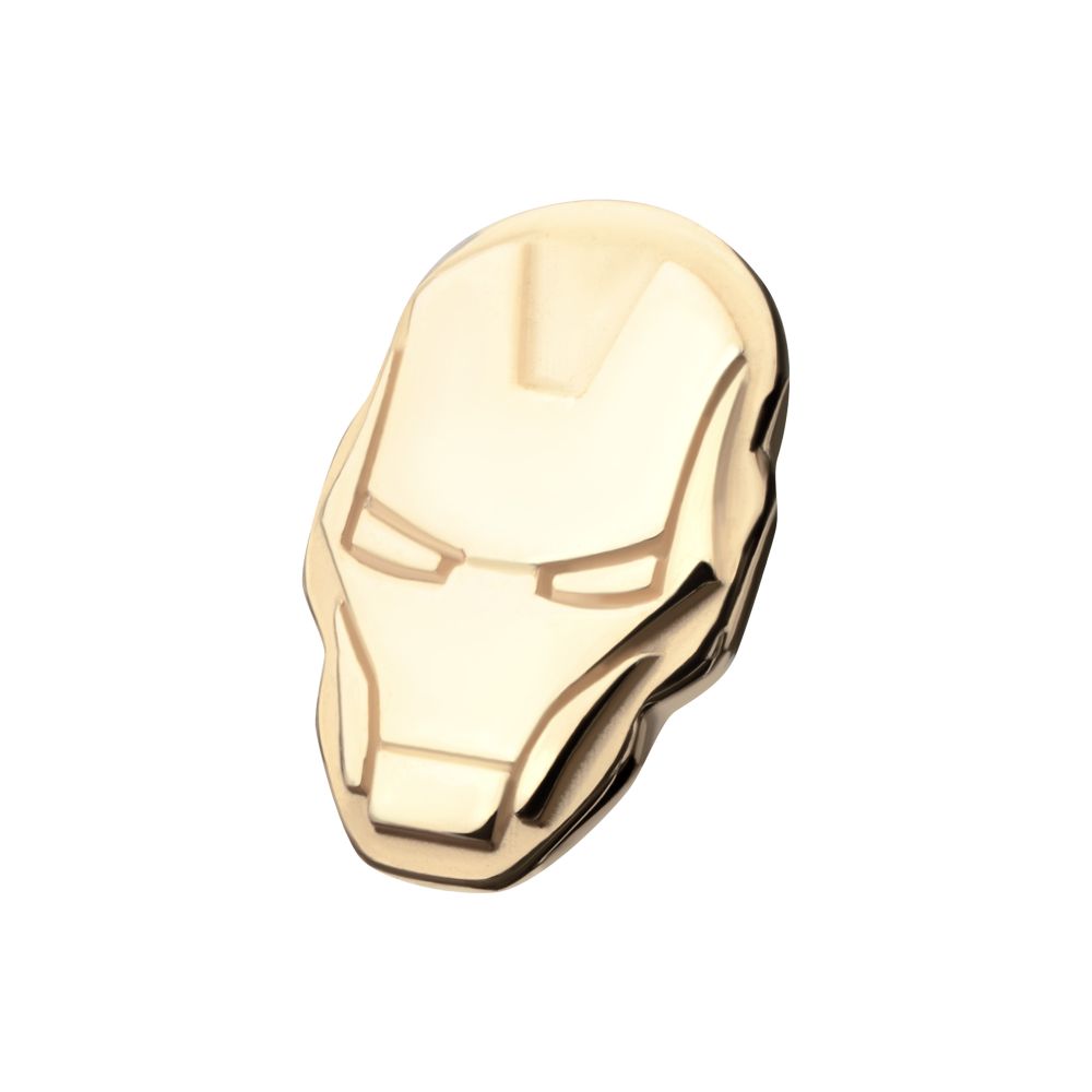 14Kt Yellow Gold Marvel Iron Man Face Threadless Top