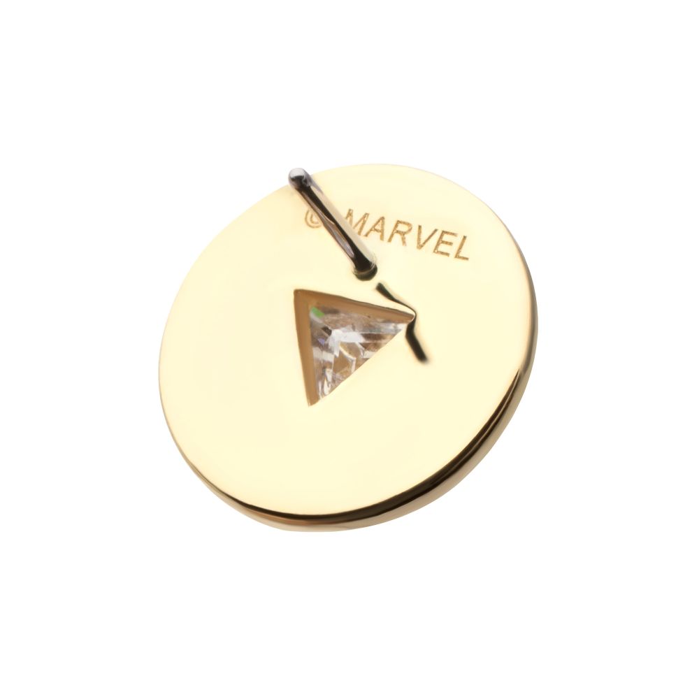 14Kt Yellow Gold Bezel Set Marvel Iron Man Arc Reactor Threadless Top