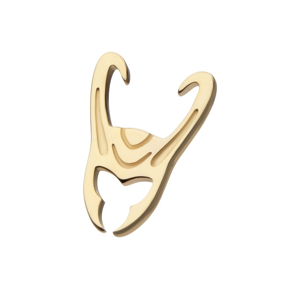 14Kt Yellow Gold Marvel Loki Helmet Logo Threadless Top