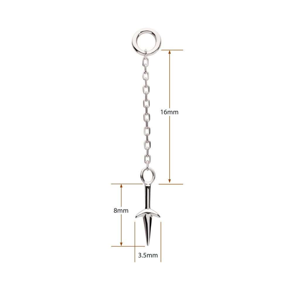 14Kt White Gold Naruto Shippuden Kunai Knife Dangle Charm