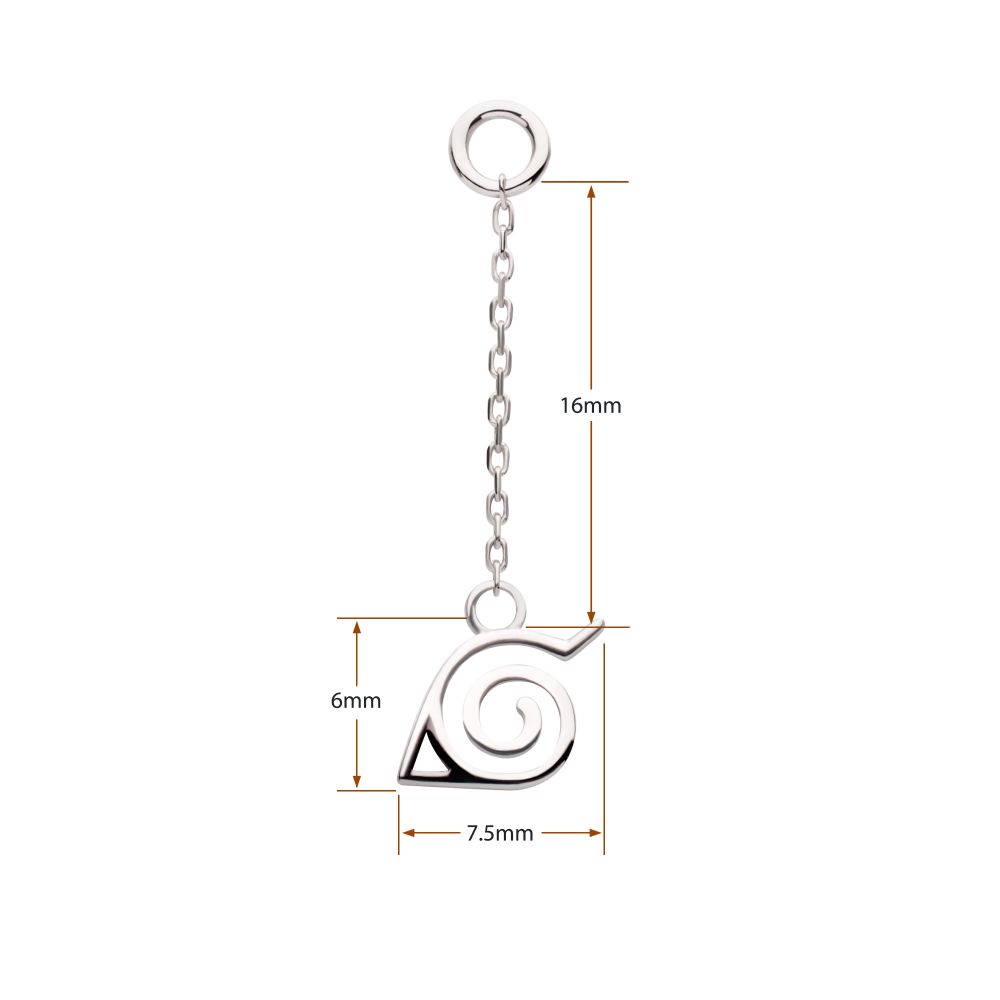 14Kt White Gold Naruto Shippuden Hidden Leaf Village Logo Dangle Charm