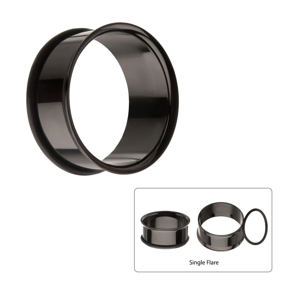 Black PVD Titanium Single Flare Basic Tunnel | Sold by piece