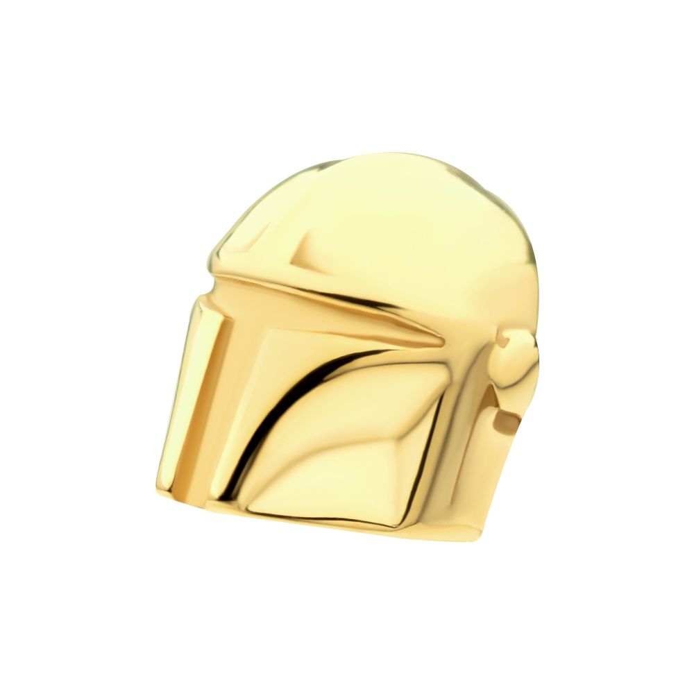 14Kt Yellow Gold Star Wars Mandalorian Helmet Threadless Top