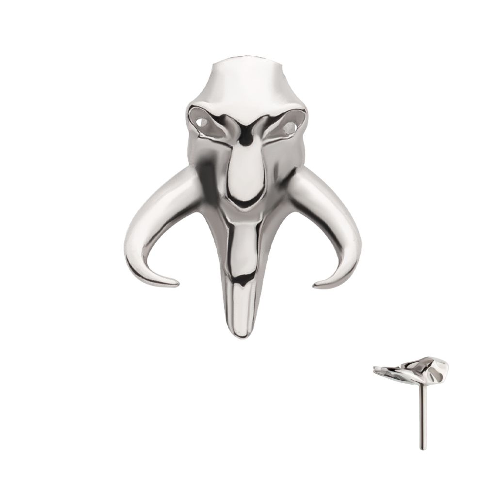 14Kt White Gold Star Wars The Mandalorian Mythosaur Threadless Top