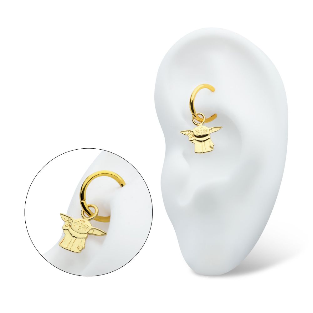 14Kt Yellow Gold Star Wars Grogu The Mandalorian Baby Yoda Charm