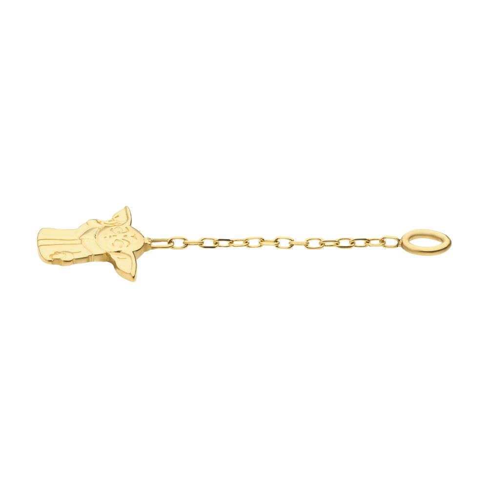 14Kt Yellow Gold Star Wars Grogu The Mandalorian Baby Yoda Dangle Charm