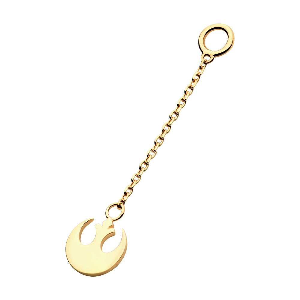 14Kt Yellow Gold Star Wars Rebel Symbol Dangle Chain Earrings Charm