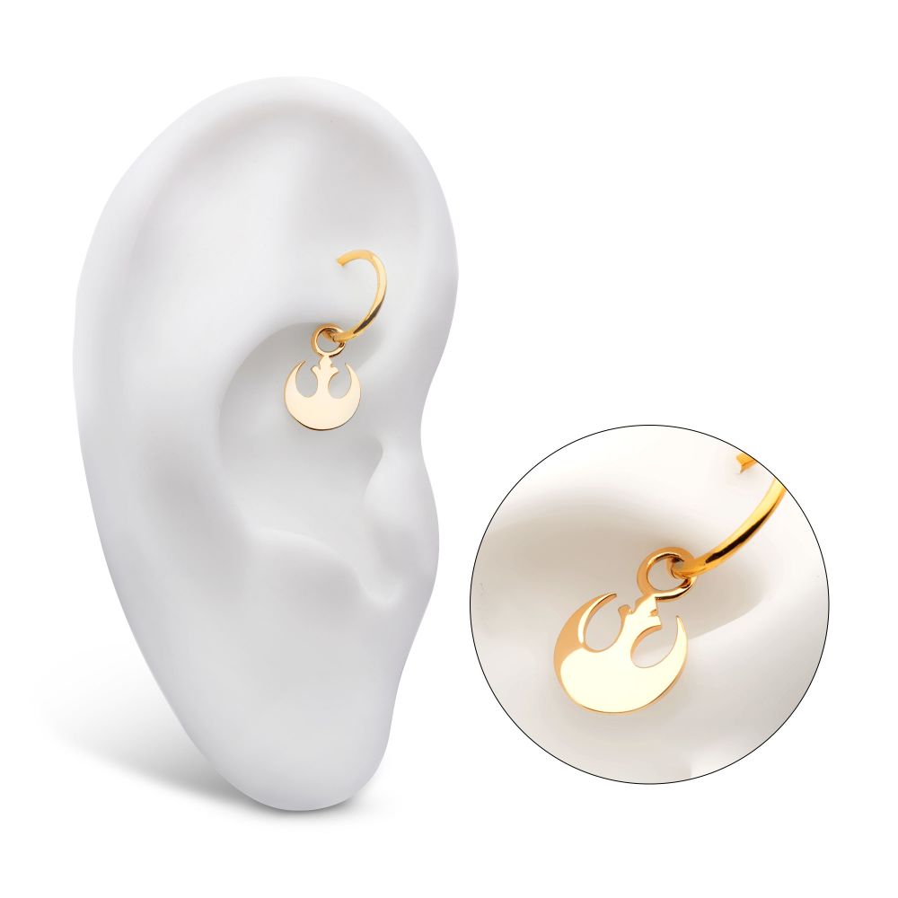 14Kt Yellow Gold Star Wars Rebel Symbol Earrings Charm