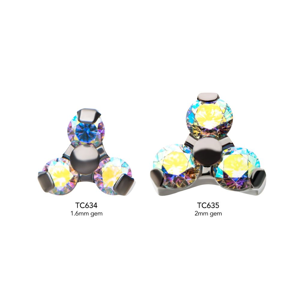 Titanium Internally Threaded Pronged Round CZ Trinity Top