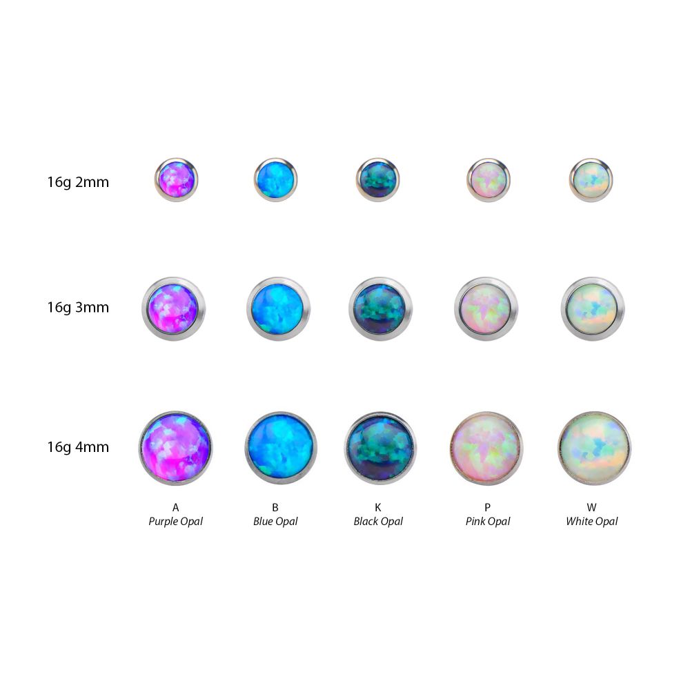 16g Titanium Internally Threaded Bezel Set Synthetic Opal Disc