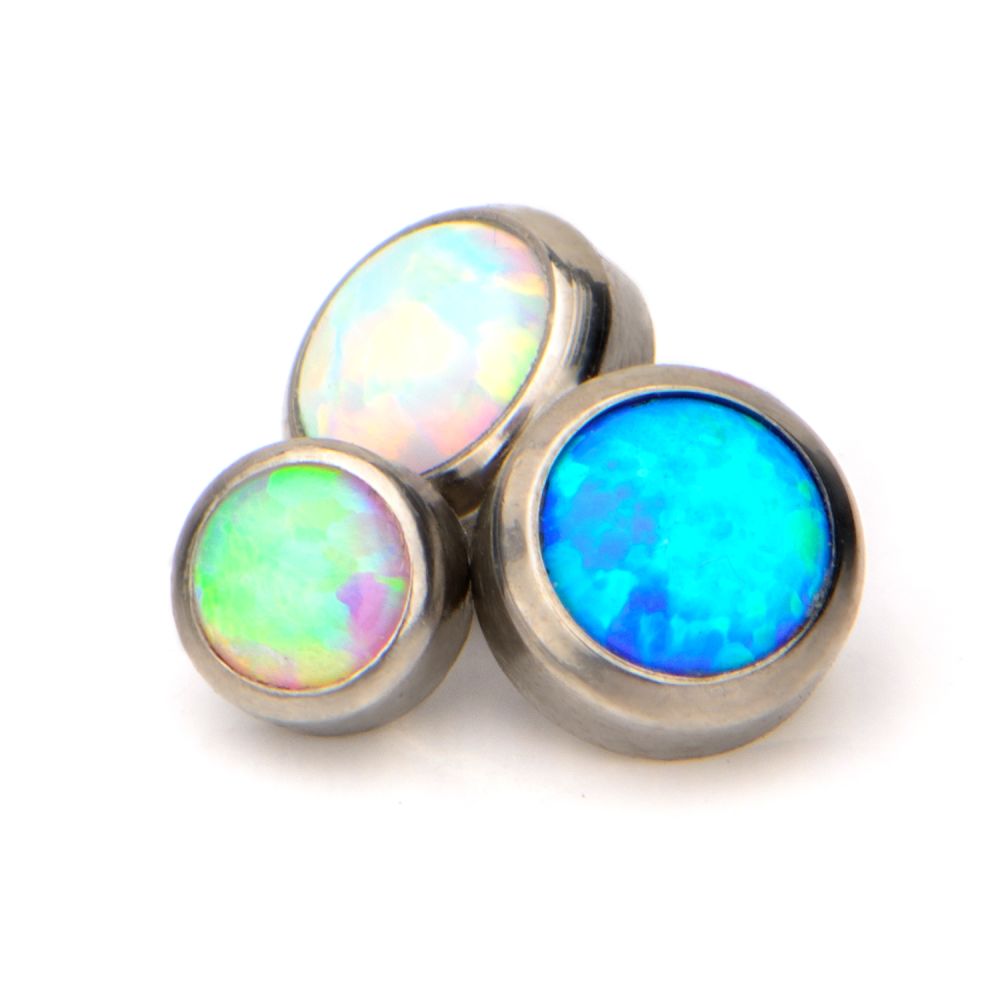16g Titanium Internally Threaded Bezel Set Synthetic Opal Disc