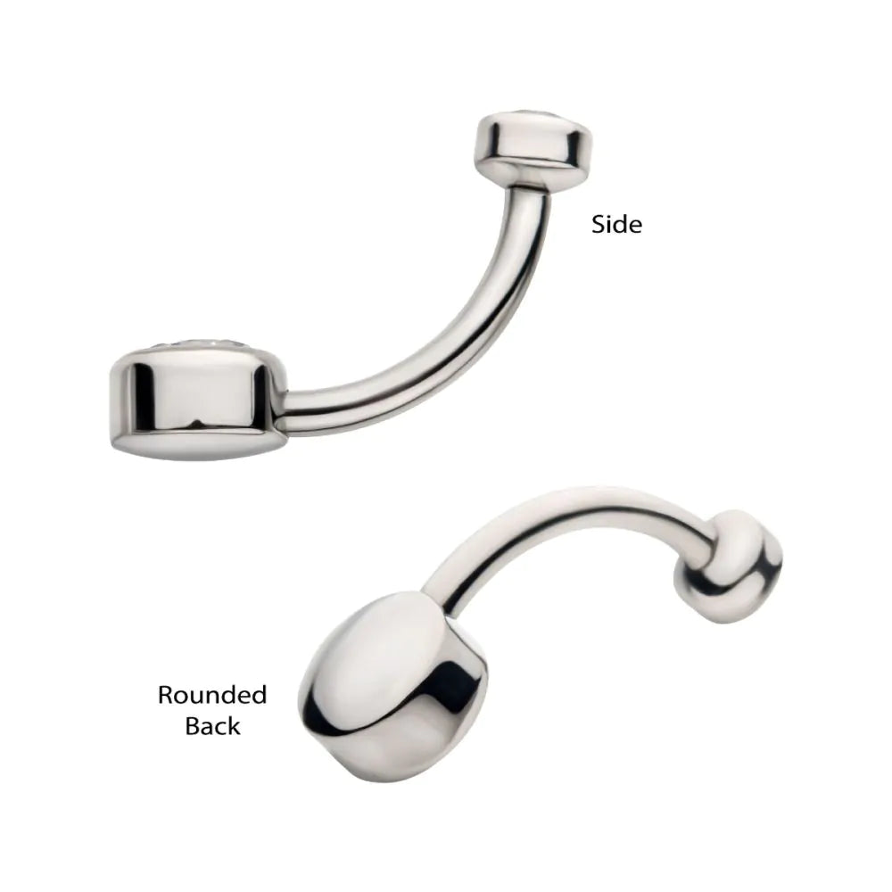 14ga Navel Internally Threaded Double Bezel Round with Smooth Rounded Back & Fixed Bottom Curved Navel