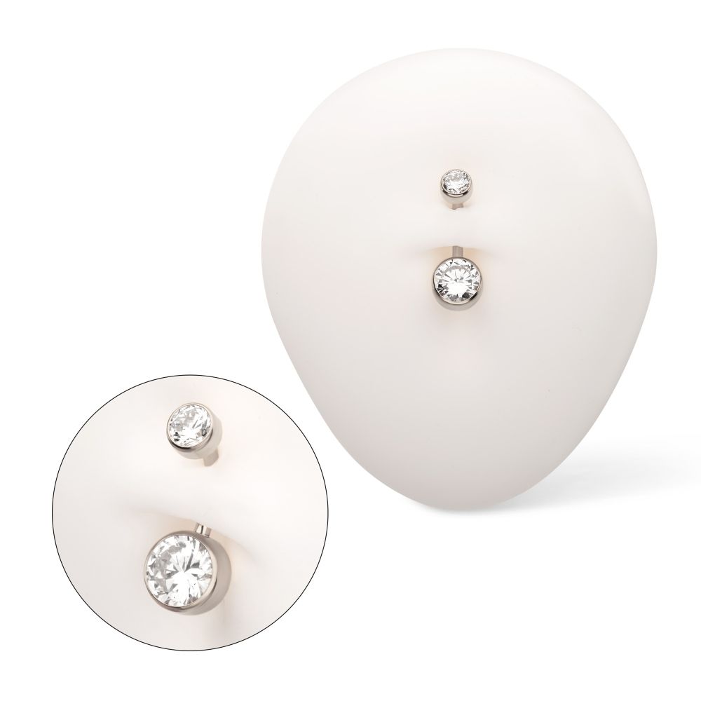 Titanium Internally Threaded Double Bezel Round with Smooth Rounded Back & Fixed Bottom Navel