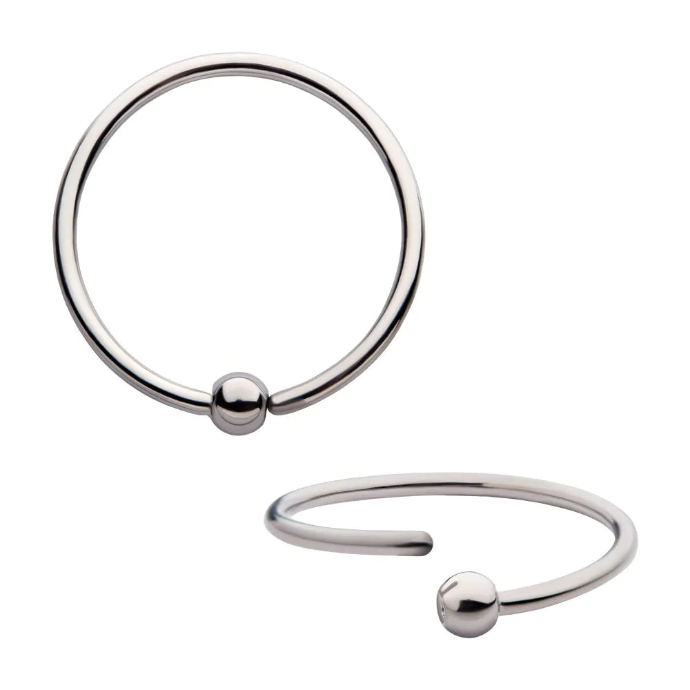 Titanium Captive Bead Ring with Attached Ball